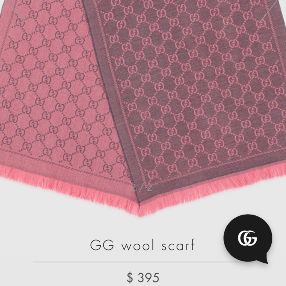 Authentic GUCCI GG wool scarf 74”